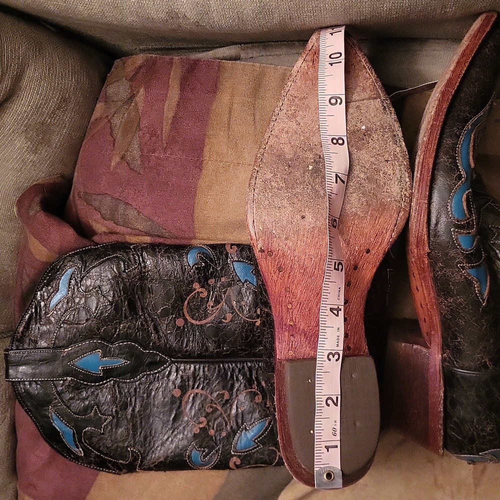 Pecos Bill Leather Cowboy Boots 8 - Picture 11 of 14